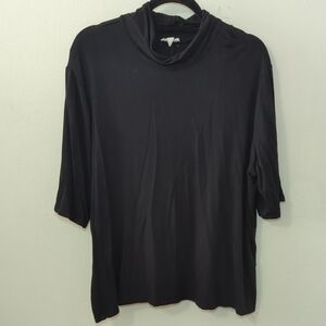 Tribal Jeans Black Mock Neck Top Elbow-Length Sleeves Flowy Women's Size XXL